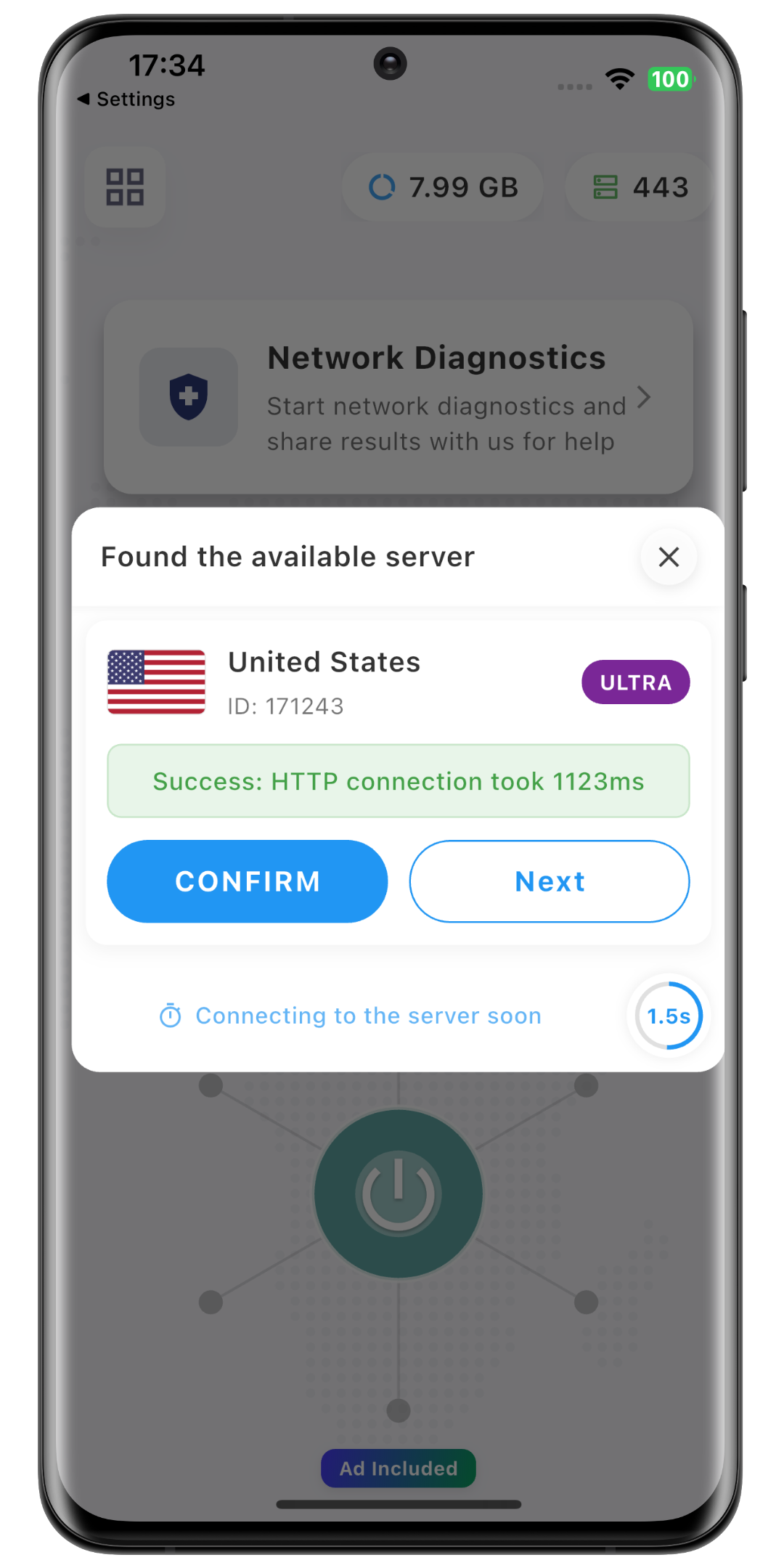OneTap VPN App Screenshot